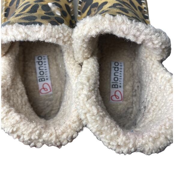 Blondo Leopard Print Booties Womens 9 Leather Faux Fur Waterproof Boho Cozycore - Picture 3 of 9